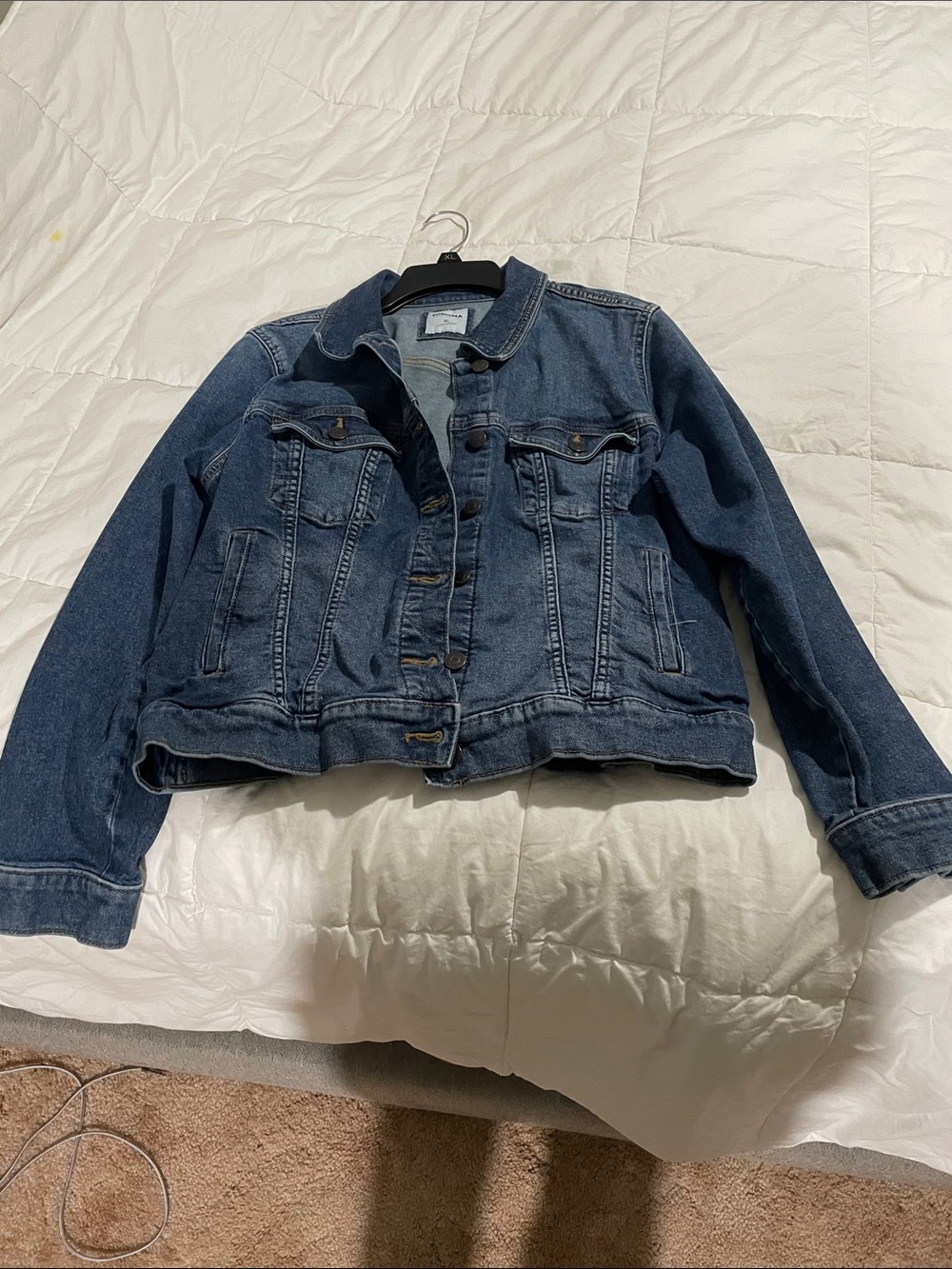 Medium Blue Denim Jean Jacket - Classic Button-Front